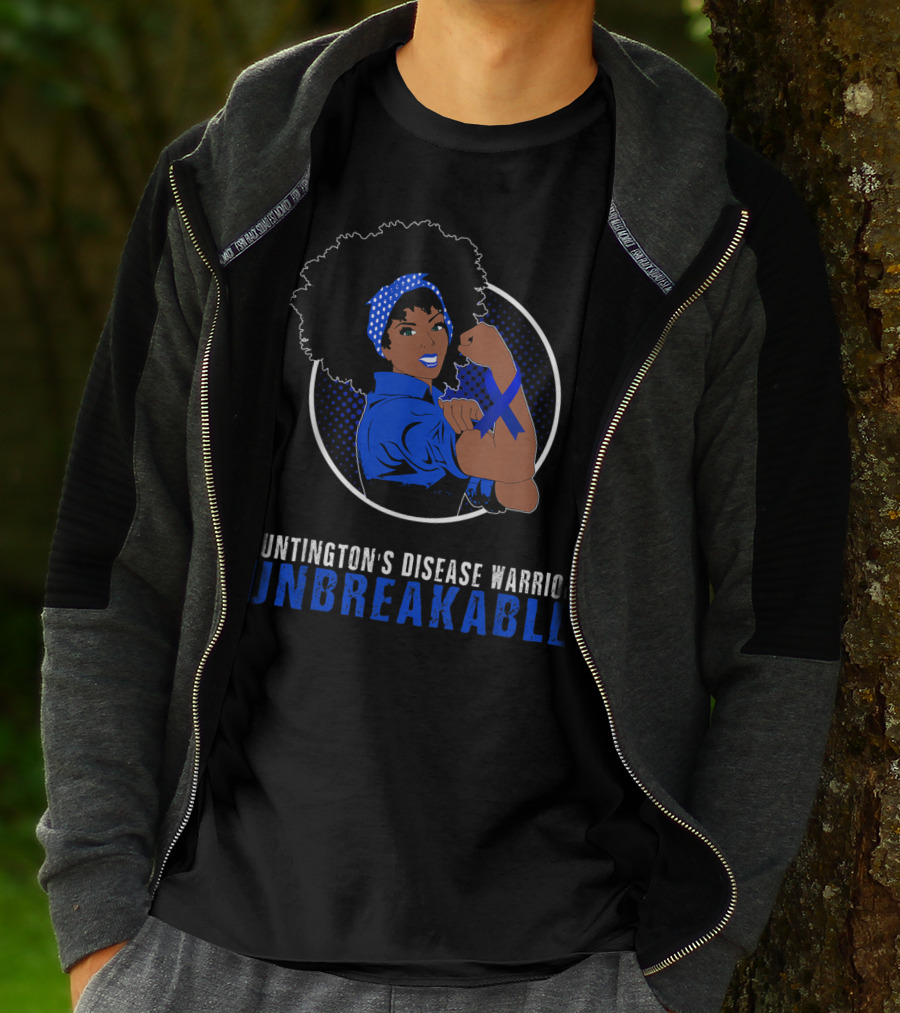 Huntington's Disease Warrior Unbreakable Black Girl Iconic Pose T-Shirt