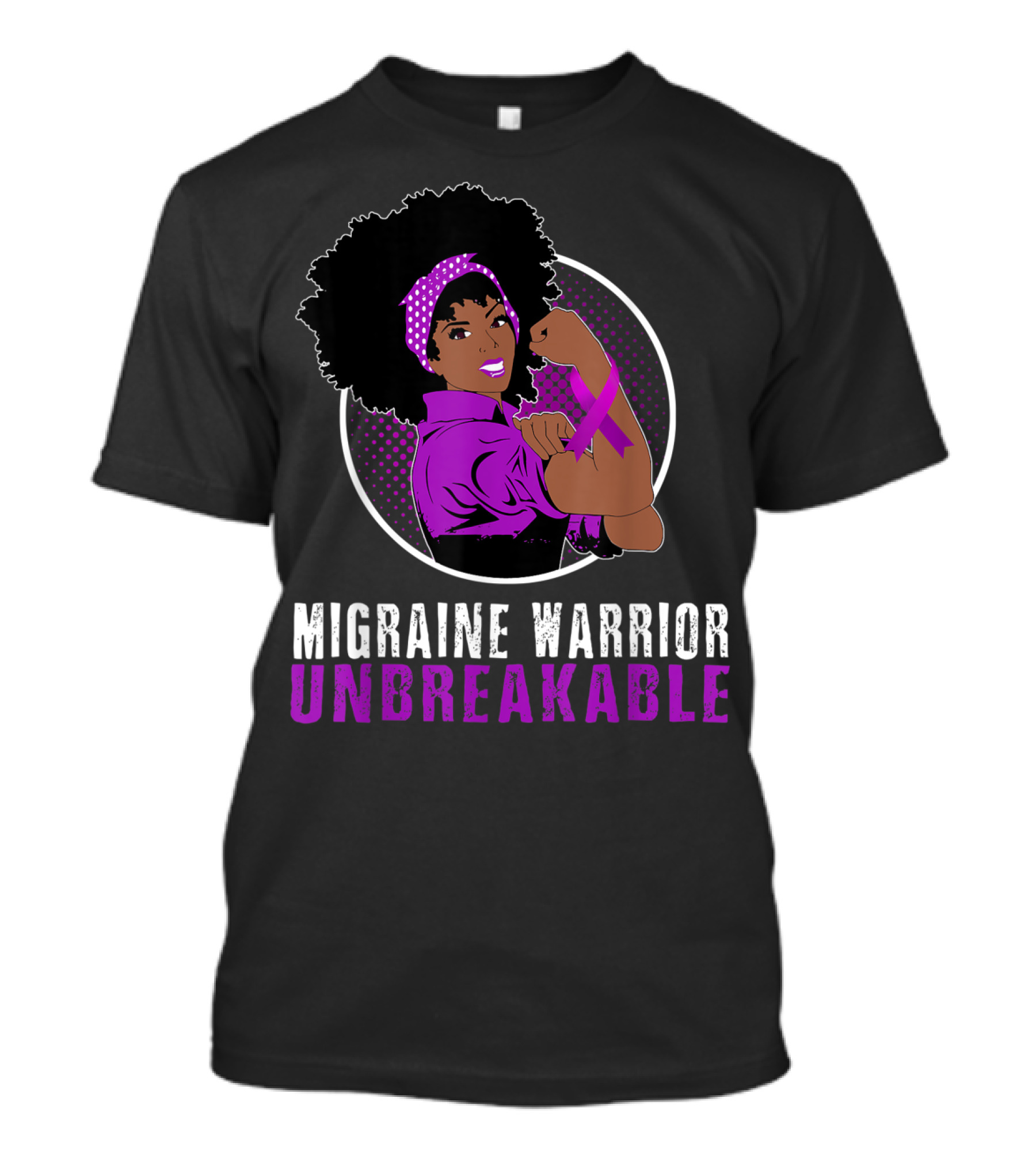 Black Girl Migraine Warrior Unbreakable Strength Empowerment T-Shirt