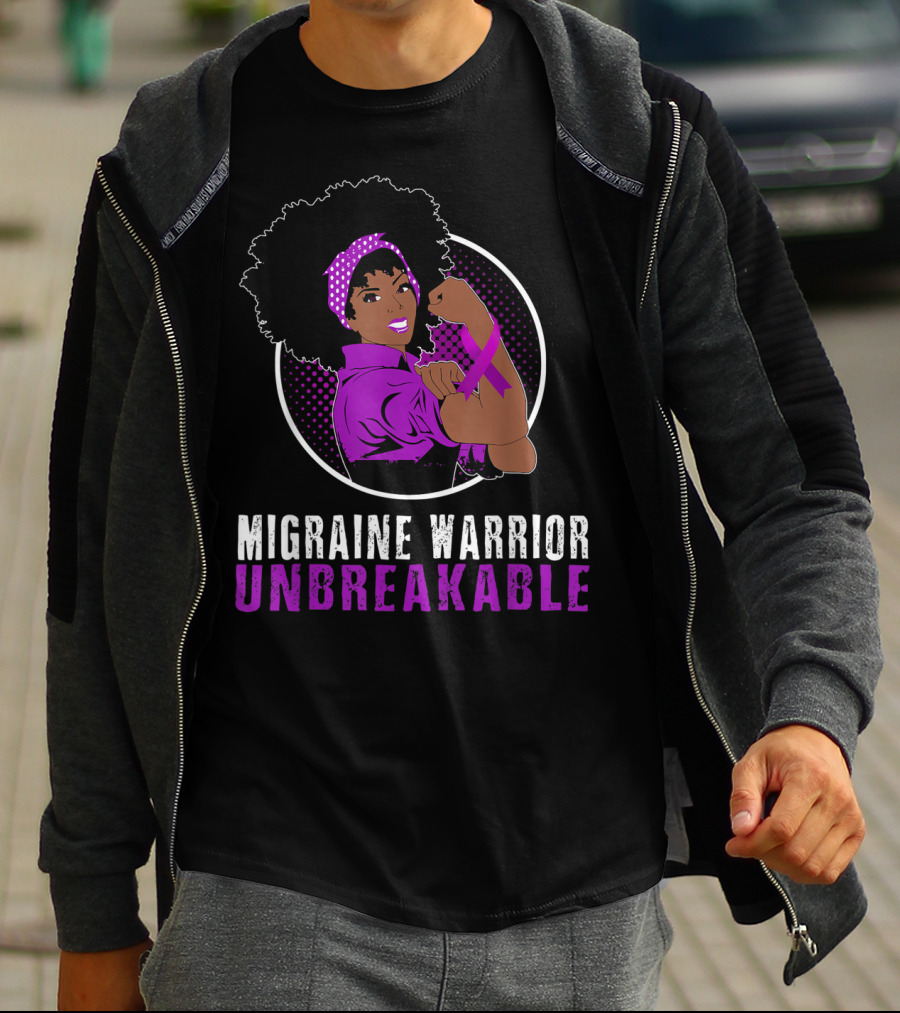 Black Girl Migraine Warrior Unbreakable Strength Empowerment T-Shirt
