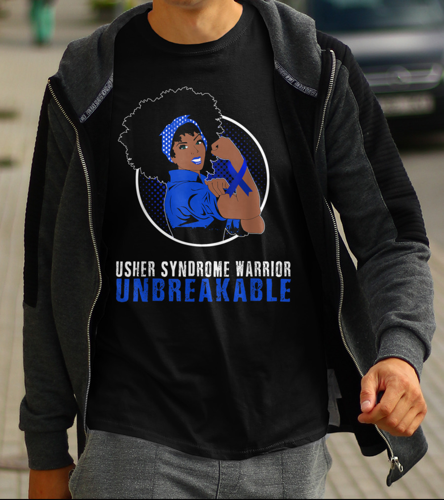 Usher Syndrome Warrior Unbreakable Black Girl T-Shirt