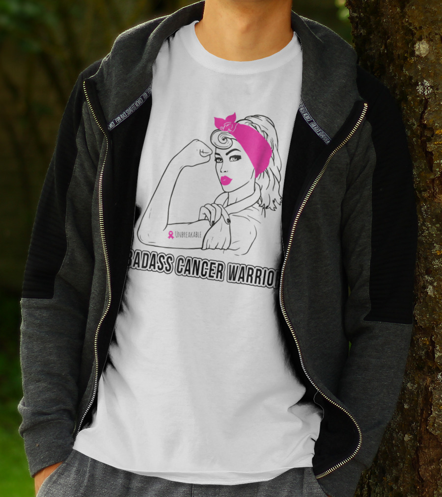 Badass Cancer Warrior Unbreakable Breast Cancer Awareness T-Shirt