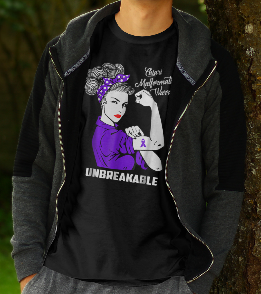 Chiari Malformation Warrior Unbreakable Rosie The Riveter T-Shirt
