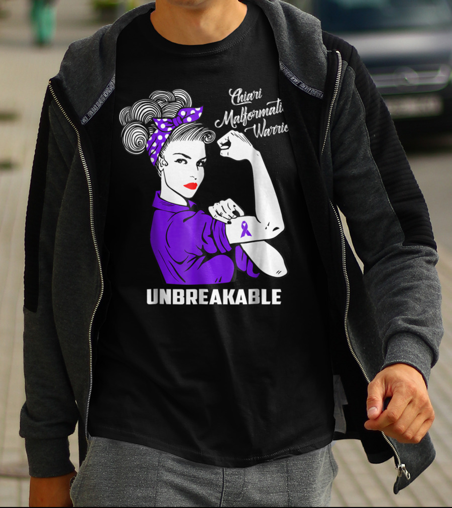 Chiari Malformation Warrior Unbreakable Rosie The Riveter T-Shirt