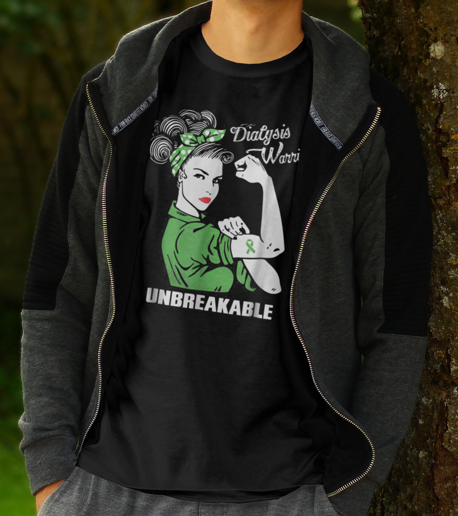 Dialysis Warrior Unbreakable Rosie The Riveter Awareness T-Shirt