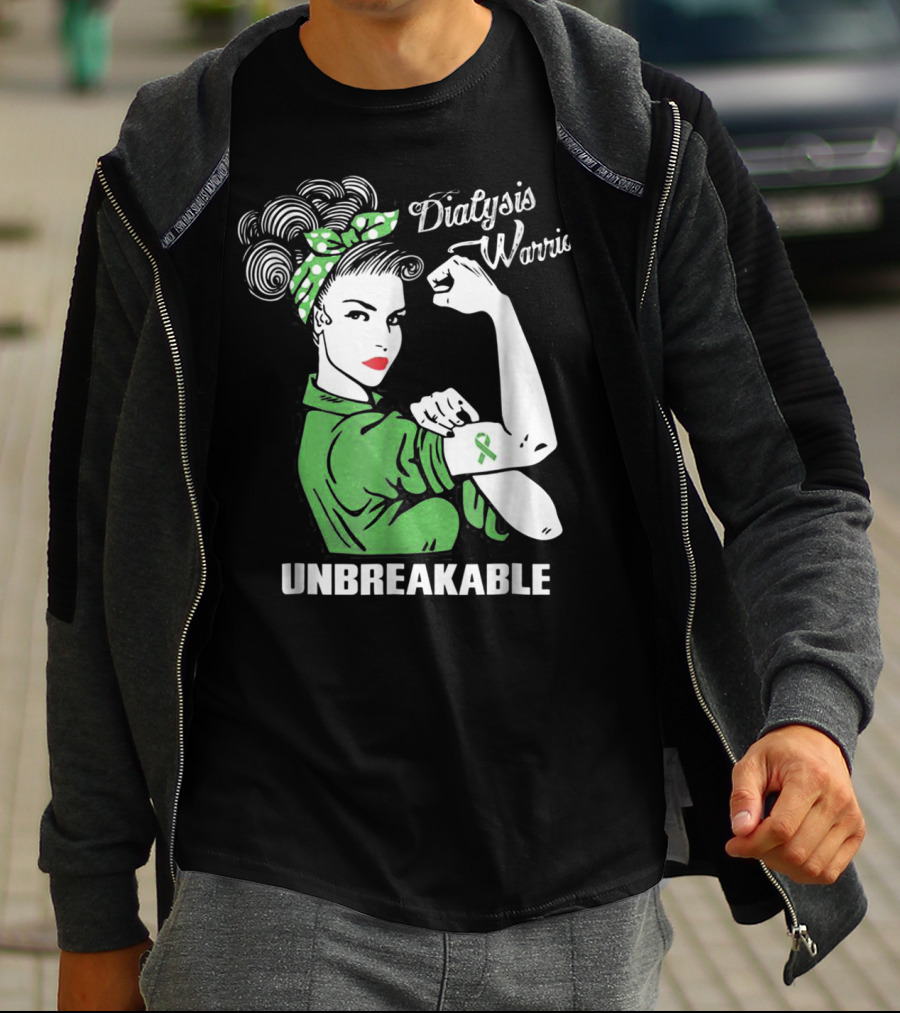 Dialysis Warrior Unbreakable Rosie The Riveter Awareness T-Shirt