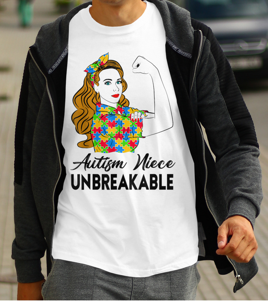 Autism Niece Unbreakable Puzzle Pattern Awareness 2W T-Shirt