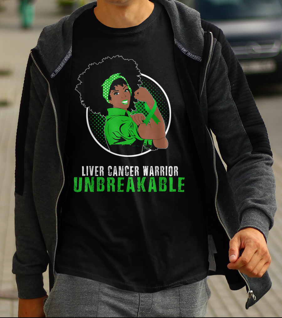 Liver Cancer Warrior Unbreakable Black Girl Strength T-Shirt