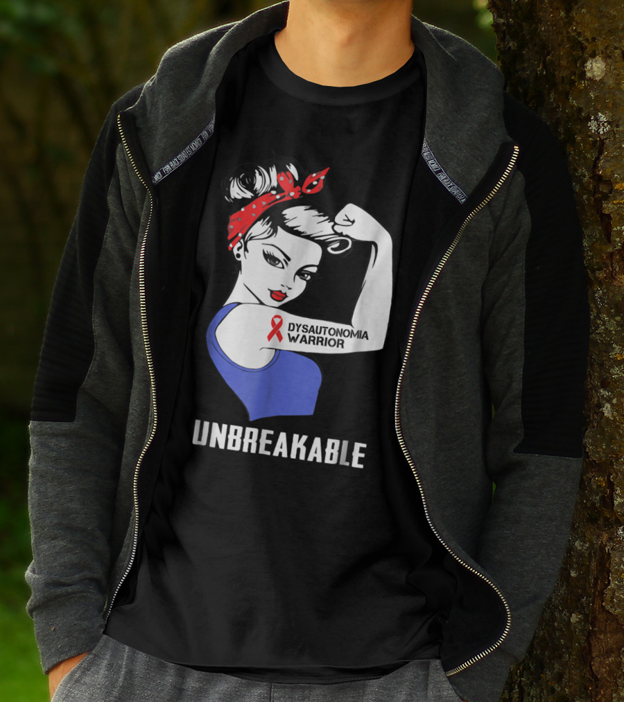 Dysautonomia Warrior Unbreakable Awareness Ribbon Tattoo Rosie The Riveter T-Shirt