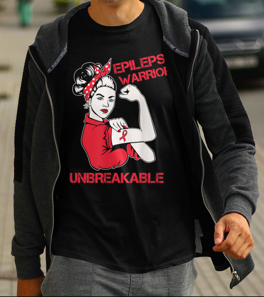Epilepsy Warrior Unbreakable Rosie The Riveter Inspired T-Shirt
