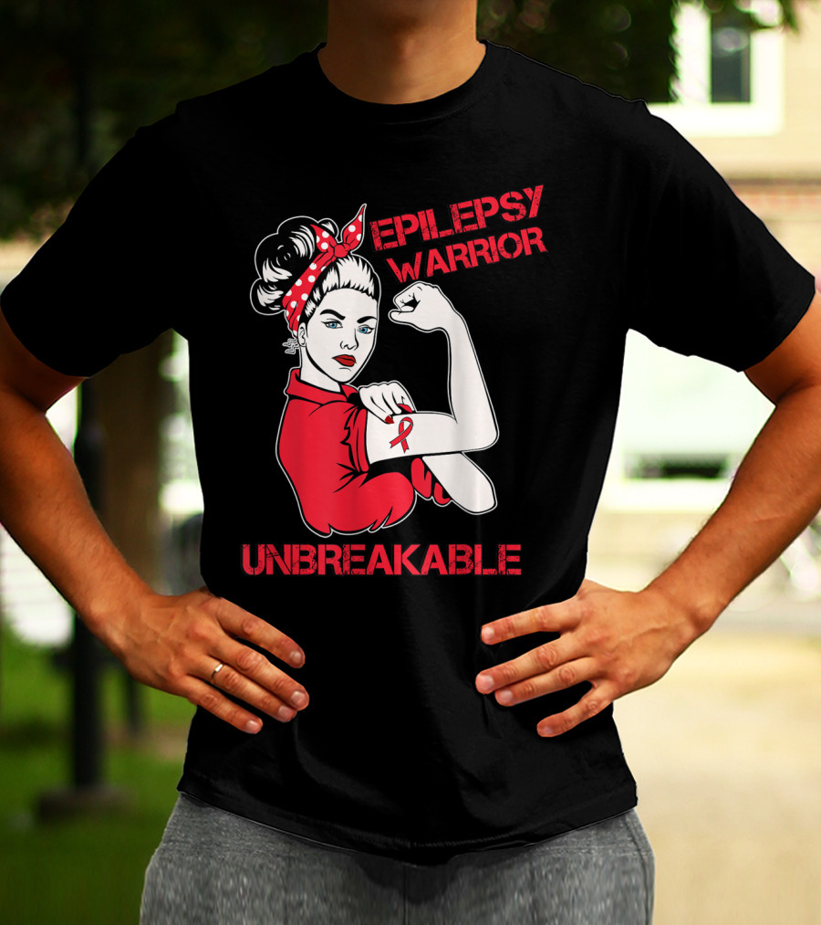Epilepsy Warrior Unbreakable Rosie The Riveter Inspired T-Shirt