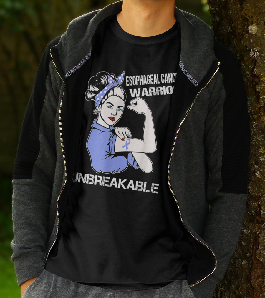 Esophageal Cancer Warrior Unbreakable Rosie The Riveter T-Shirt