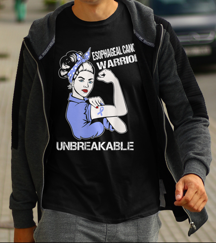 Esophageal Cancer Warrior Unbreakable Rosie The Riveter T-Shirt