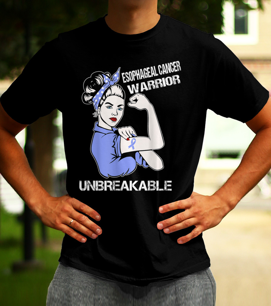 Esophageal Cancer Warrior Unbreakable Rosie The Riveter T-Shirt