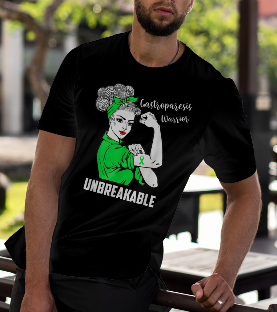 Gastroparesis Warrior Unbreakable Awareness Ribbon Strength T-Shirt