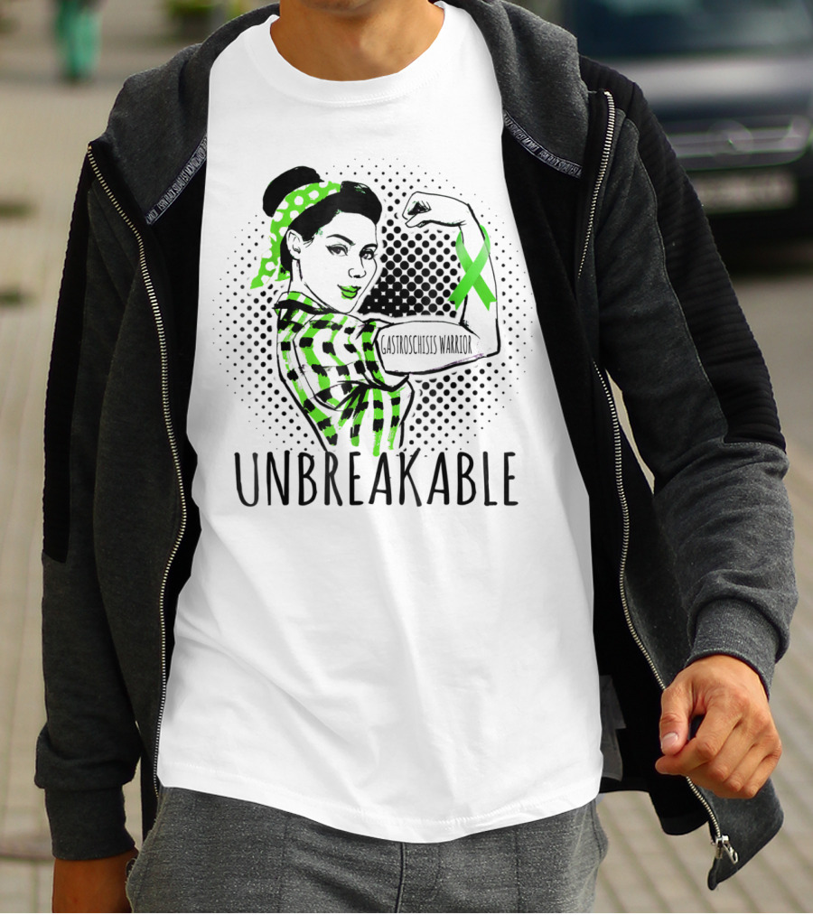 Unbreakable Gastroschisis Warrior Rosie The Riveter Style With Awareness T-Shirt