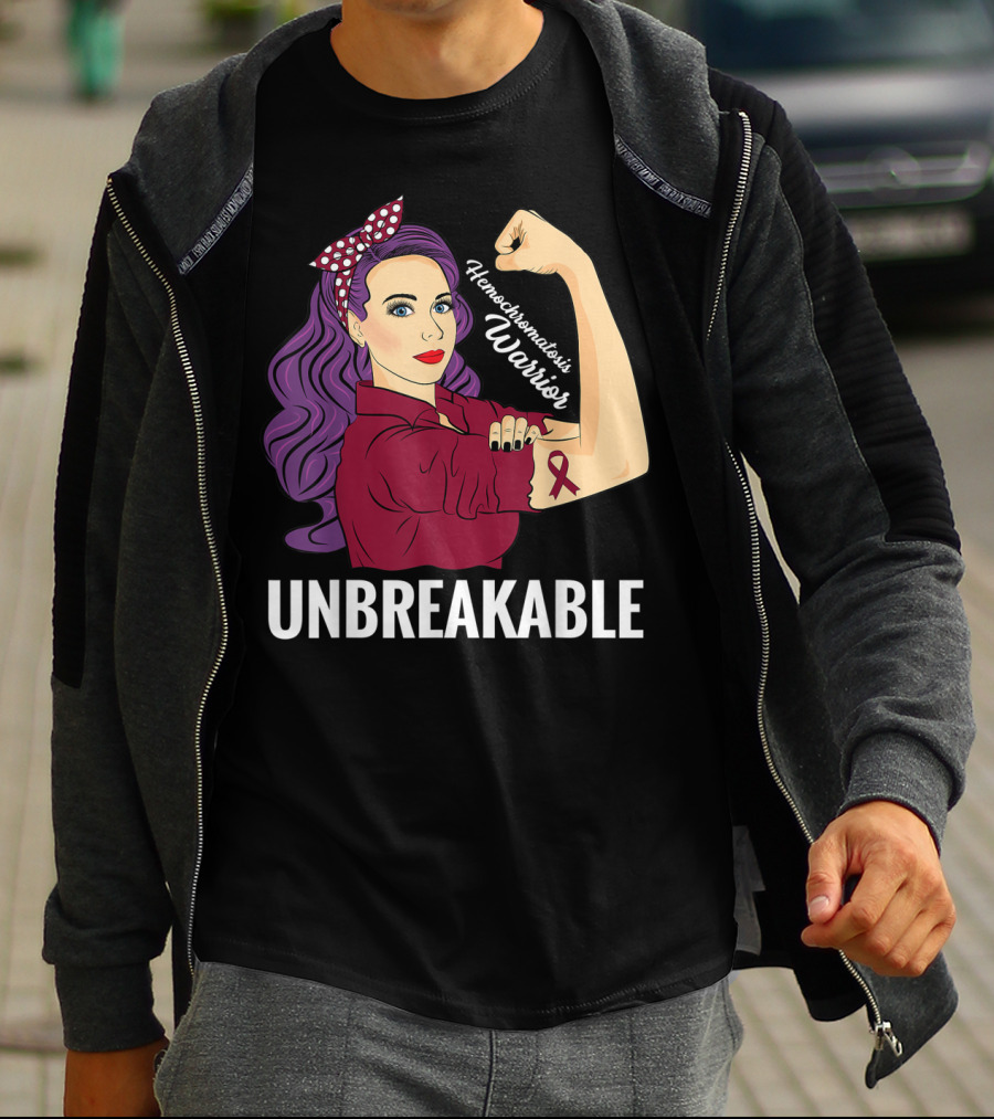 Hemochromatosis Warrior Unbreakable Awareness Rosie The Riveter T-Shirt
