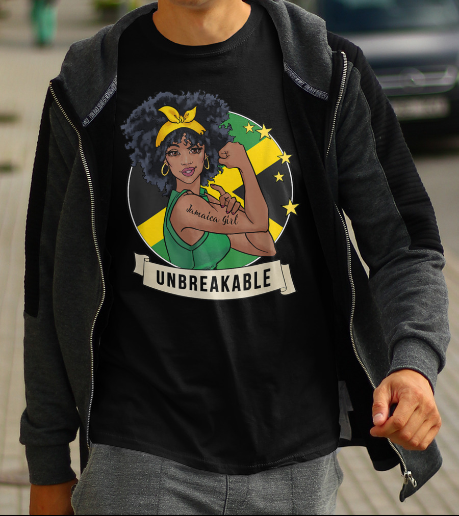 Unbreakable Jamaican Girl Jamaica Flag Colors T-Shirt
