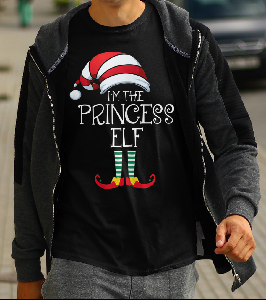 I'm The Princess Elf Striped Hat And Shoes Christmas Humor T-Shirt