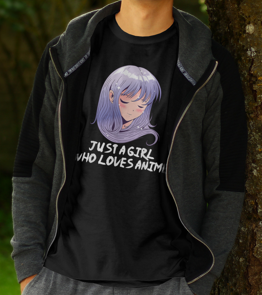 Just A Girl Who Loves Anime Japanese Anime Purple Hair Character T-Shirt