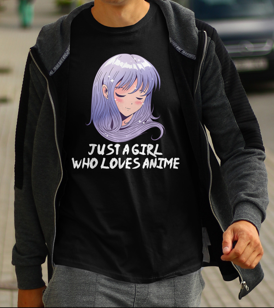 Just A Girl Who Loves Anime Japanese Anime Purple Hair Character T-Shirt