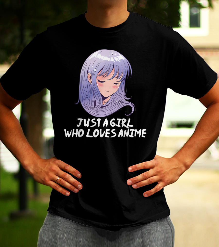 Just A Girl Who Loves Anime Japanese Anime Purple Hair Character T-Shirt