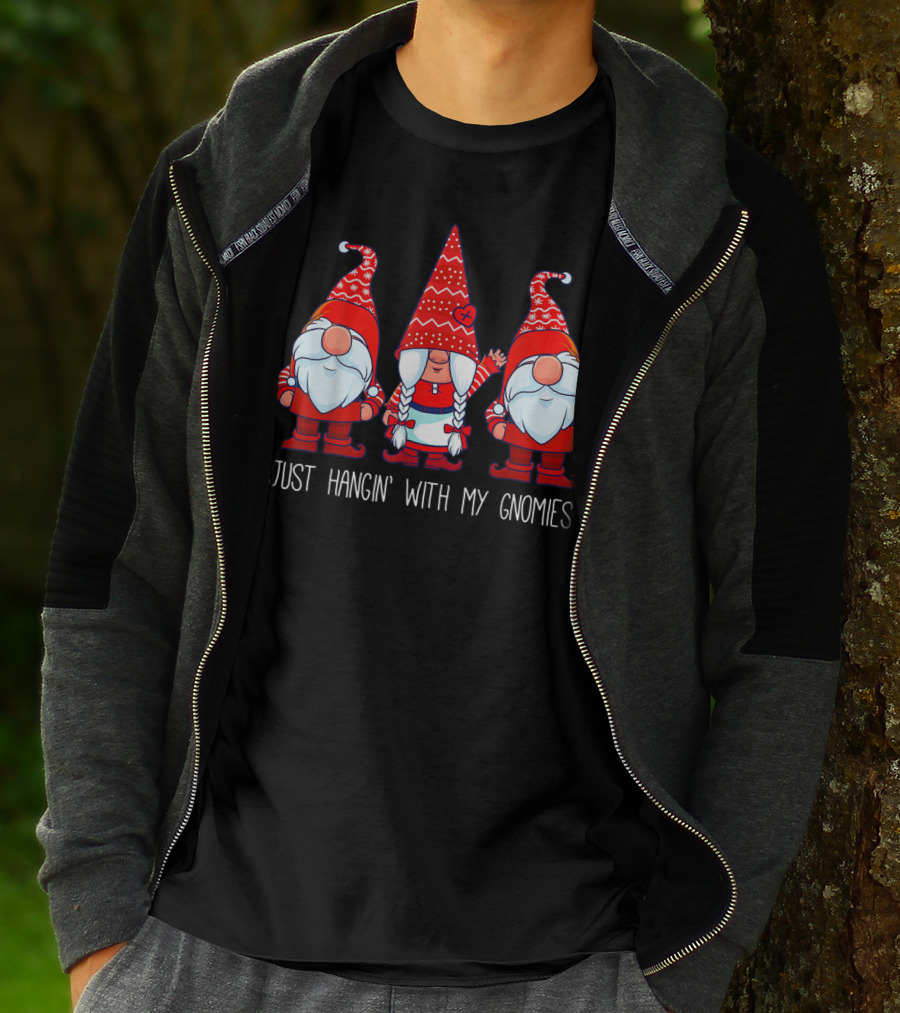 Just Hangin' With My Gnomies Red And White Trio T-Shirt