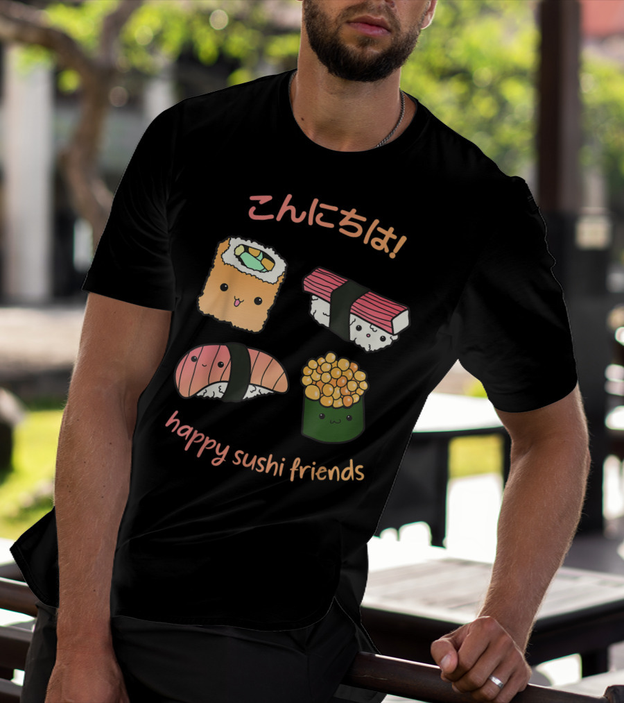 Kawaii Japanese Sushi Happy Sushi Friends T-Shirt