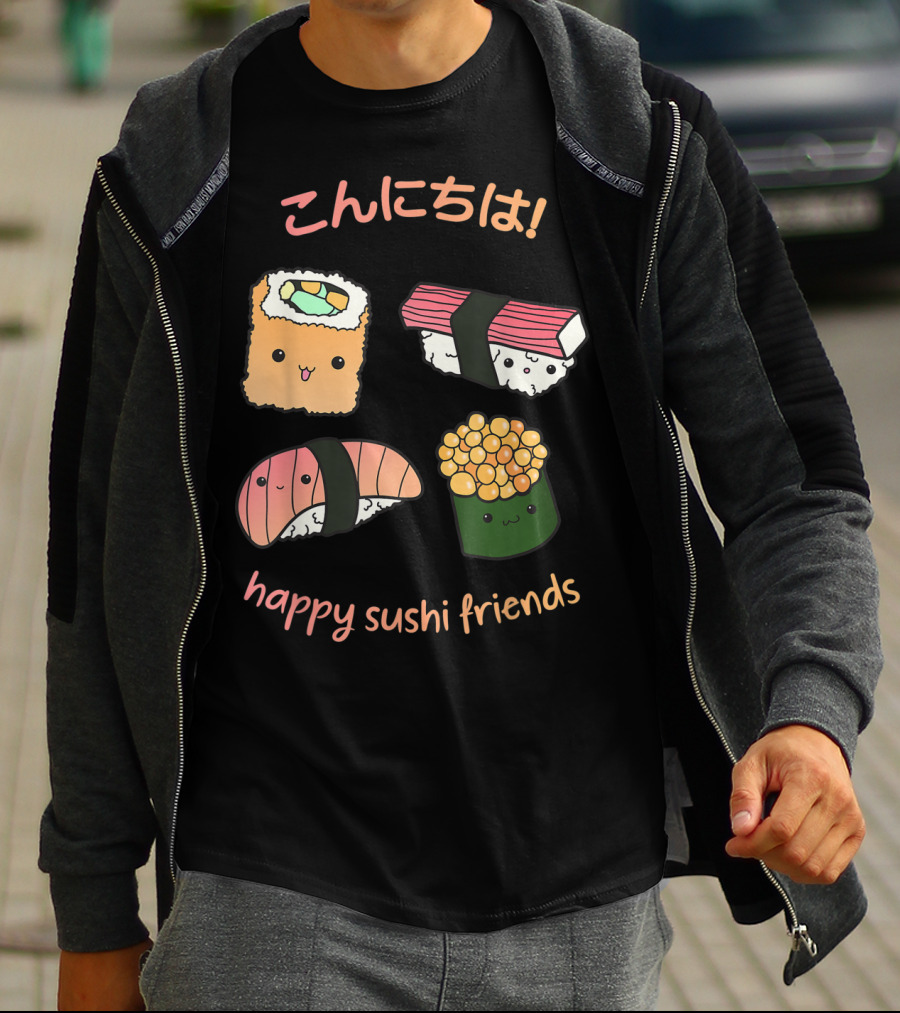Kawaii Japanese Sushi Happy Sushi Friends T-Shirt