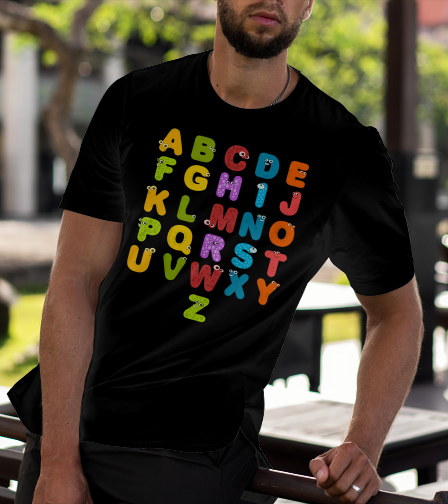 Kids Alphabet ABCs Learning Cute Monster Letters T-Shirt