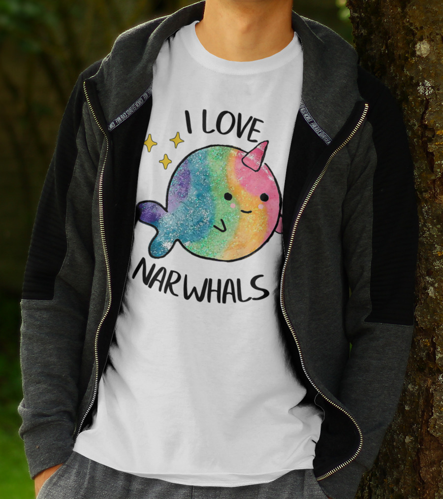 I Love Narwhals Rainbow Whale Kids T-Shirt