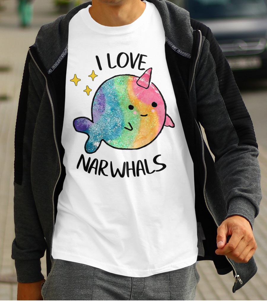 I Love Narwhals Rainbow Whale Kids T-Shirt