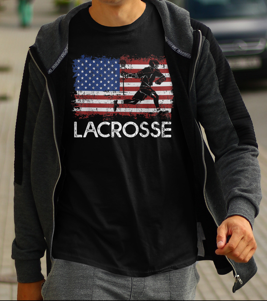 Lacrosse American Flag Fourth Of July Stars And Stripes Player T-Shirt