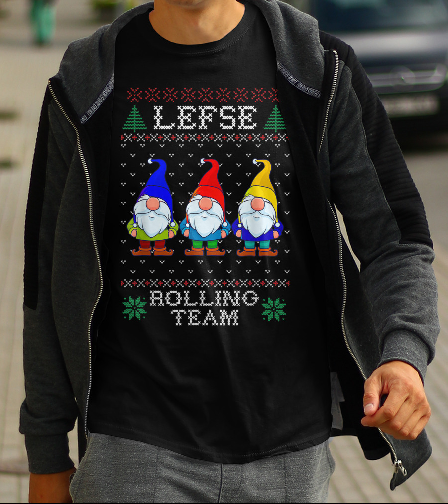 Lefse Rolling Team Christmas Baking Tomte Gnomes Holiday T-Shirt