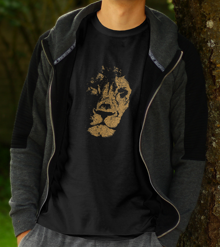 Lion Head Hand Drawn Textured T-Shirt