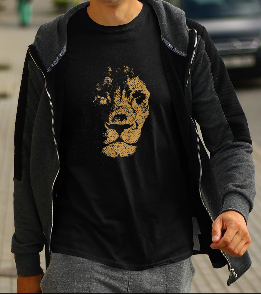 Lion Head Hand Drawn Textured T-Shirt