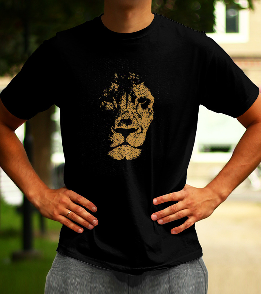 Lion Head Hand Drawn Textured T-Shirt