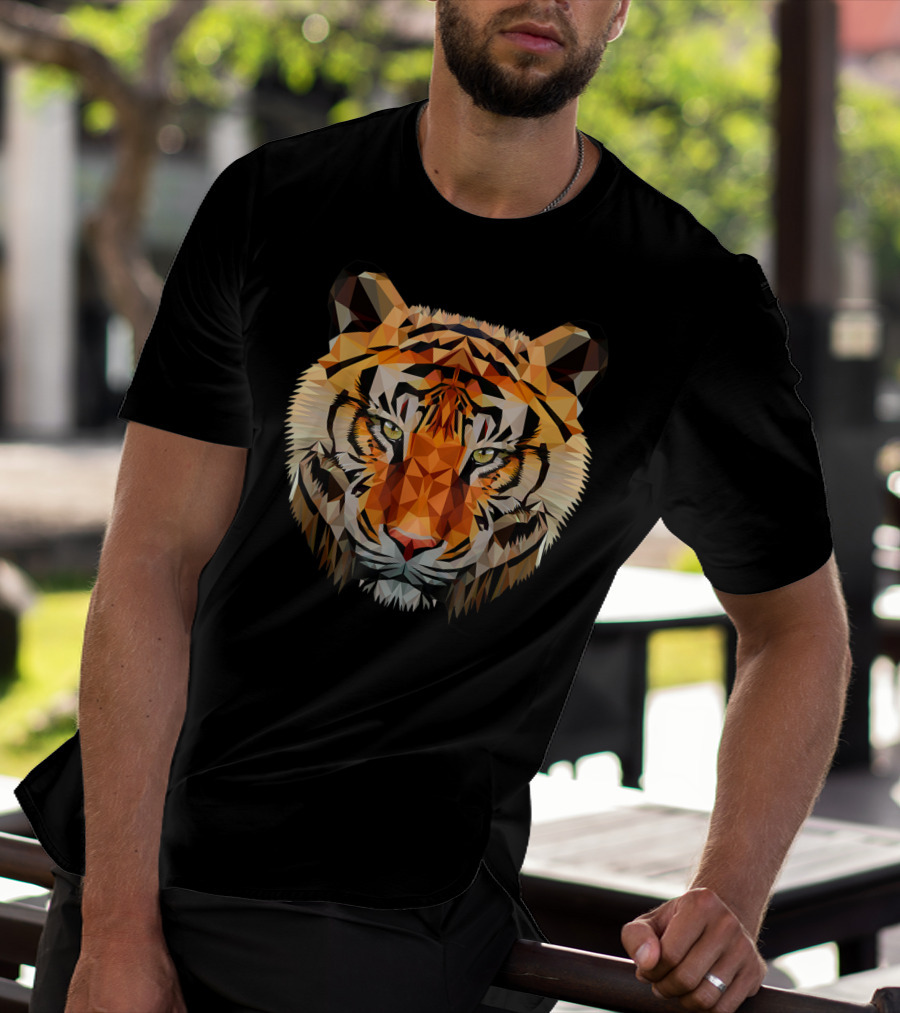 Geometric Triangular Low Poly Tiger Head T-Shirt