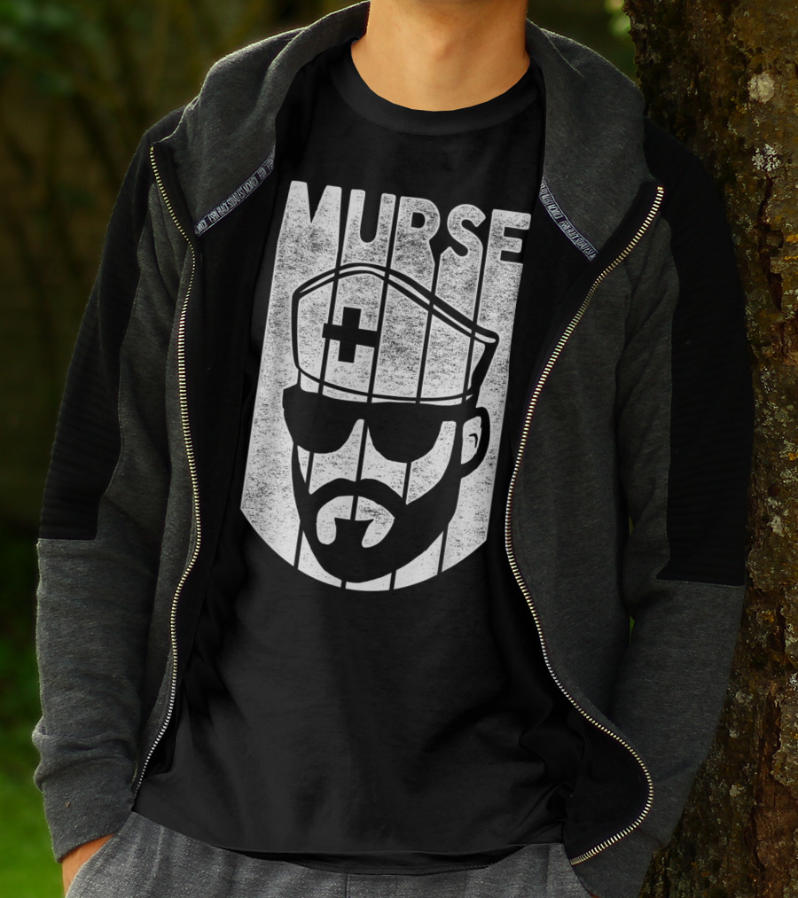 Mens Murse Funny Beard Nurse Male Nurse T-Shirt