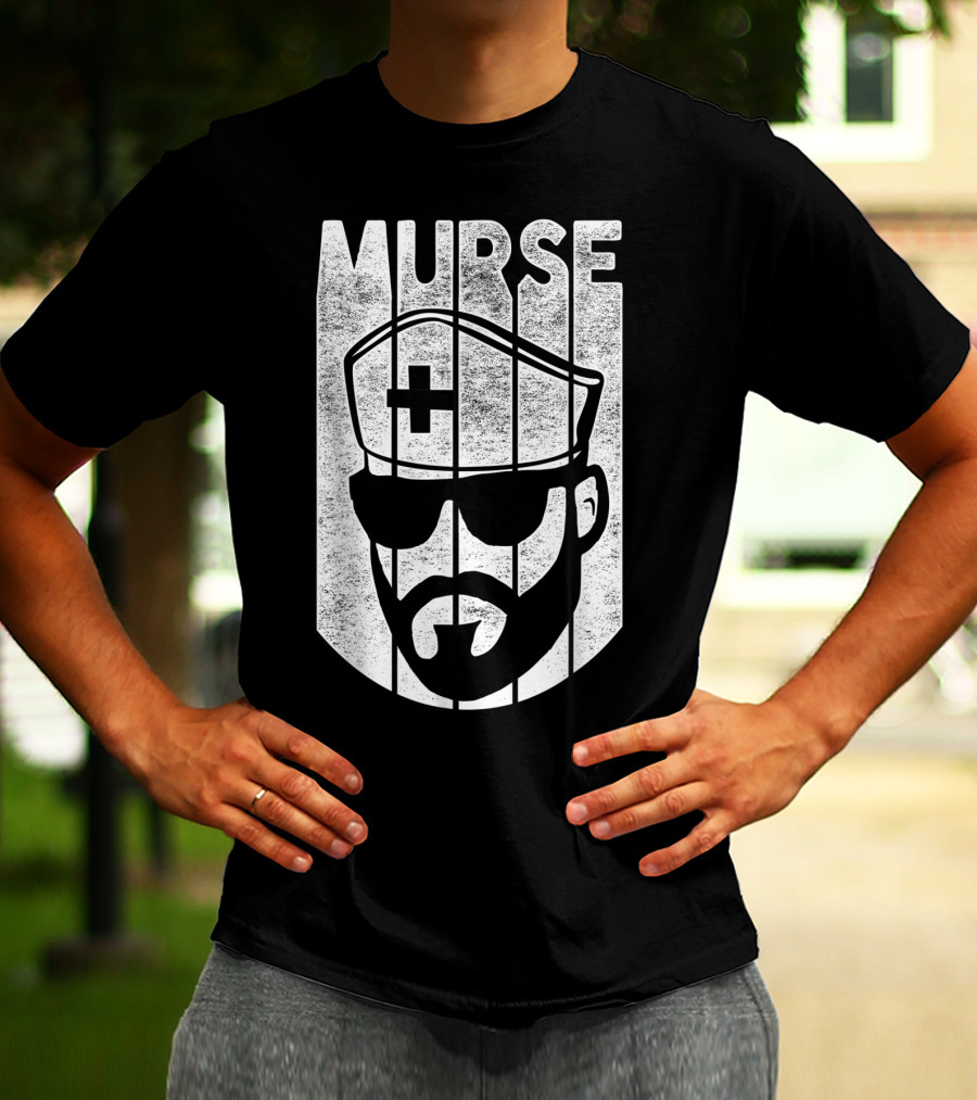 Mens Murse Funny Beard Nurse Male Nurse T-Shirt