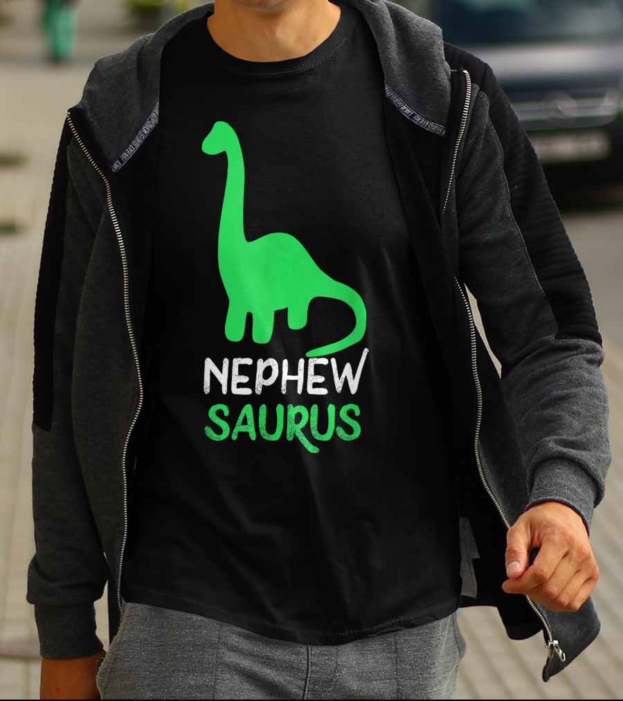 Nephewsaurus Funny Dinosaur Nephew Saurus Iconic Green Dinosaur T-Shirt