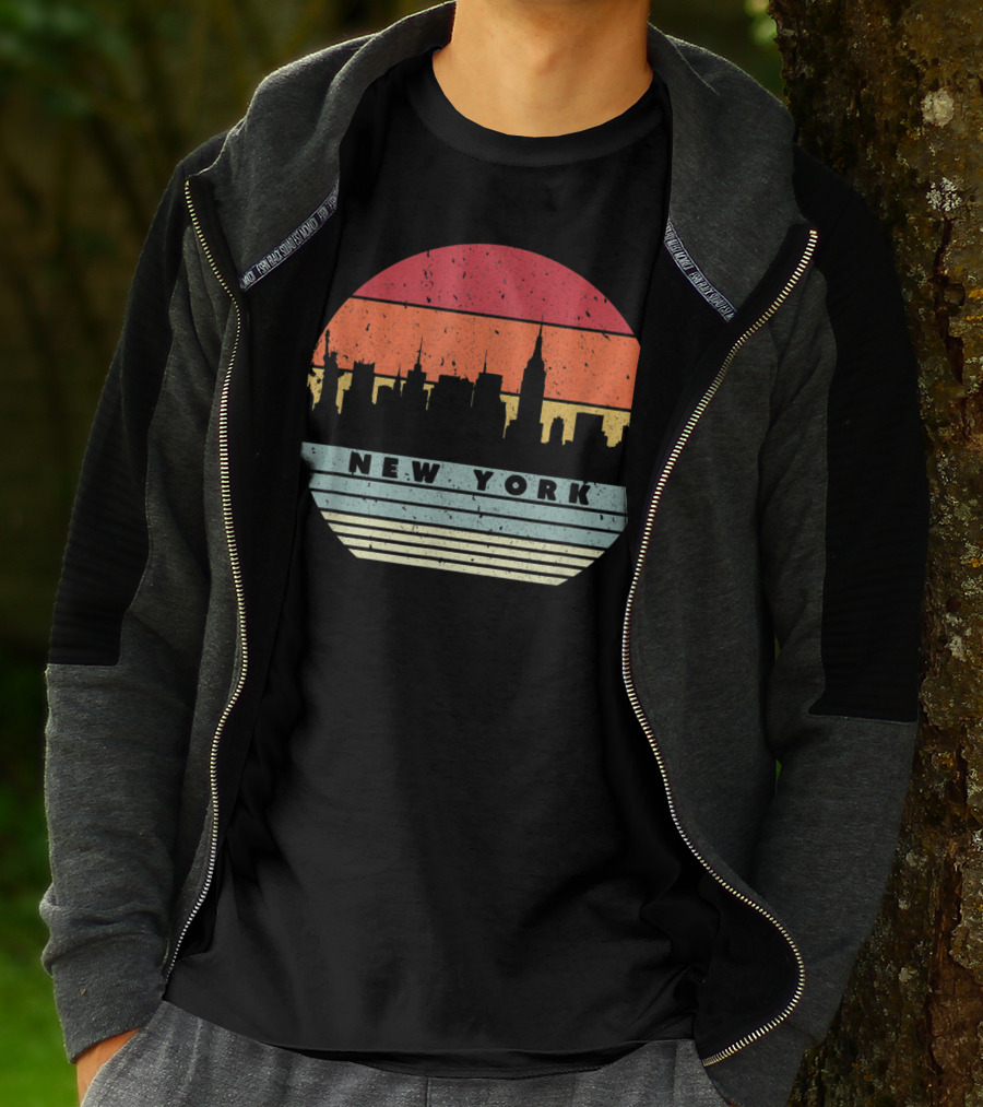 New York Retro Skyline Souvenir Style USA T-Shirt