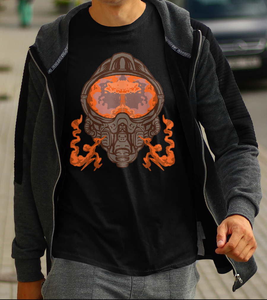Nuke Atom Bomb Fallout Hydrogen Bomb Abomb Gas Mask Nuclear Explosion Reflection T-Shirt