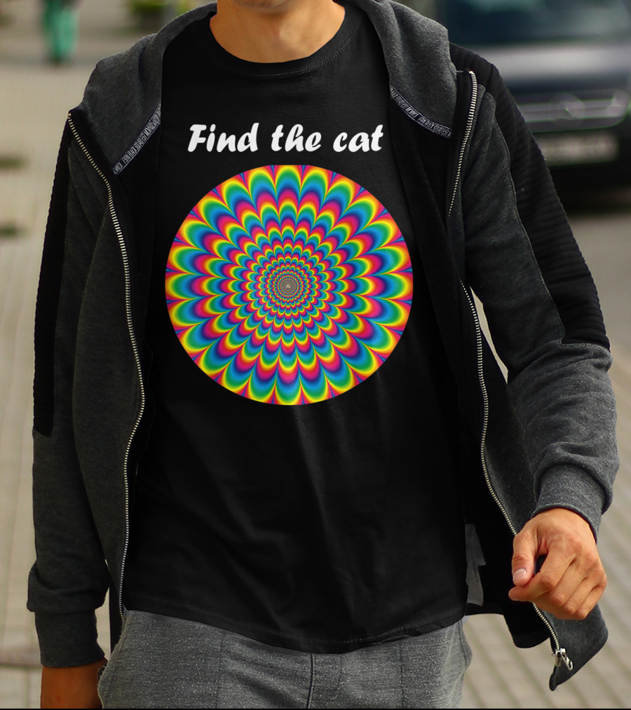 Find The Cat Optical Illusion Spiral T-Shirt