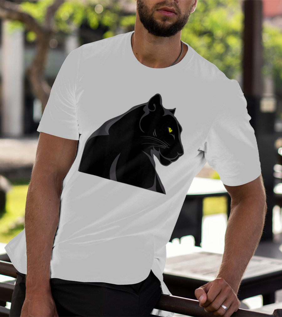 Panthera Cat Leopard Melanistic Black Panther Yellow Eyes T-Shirt