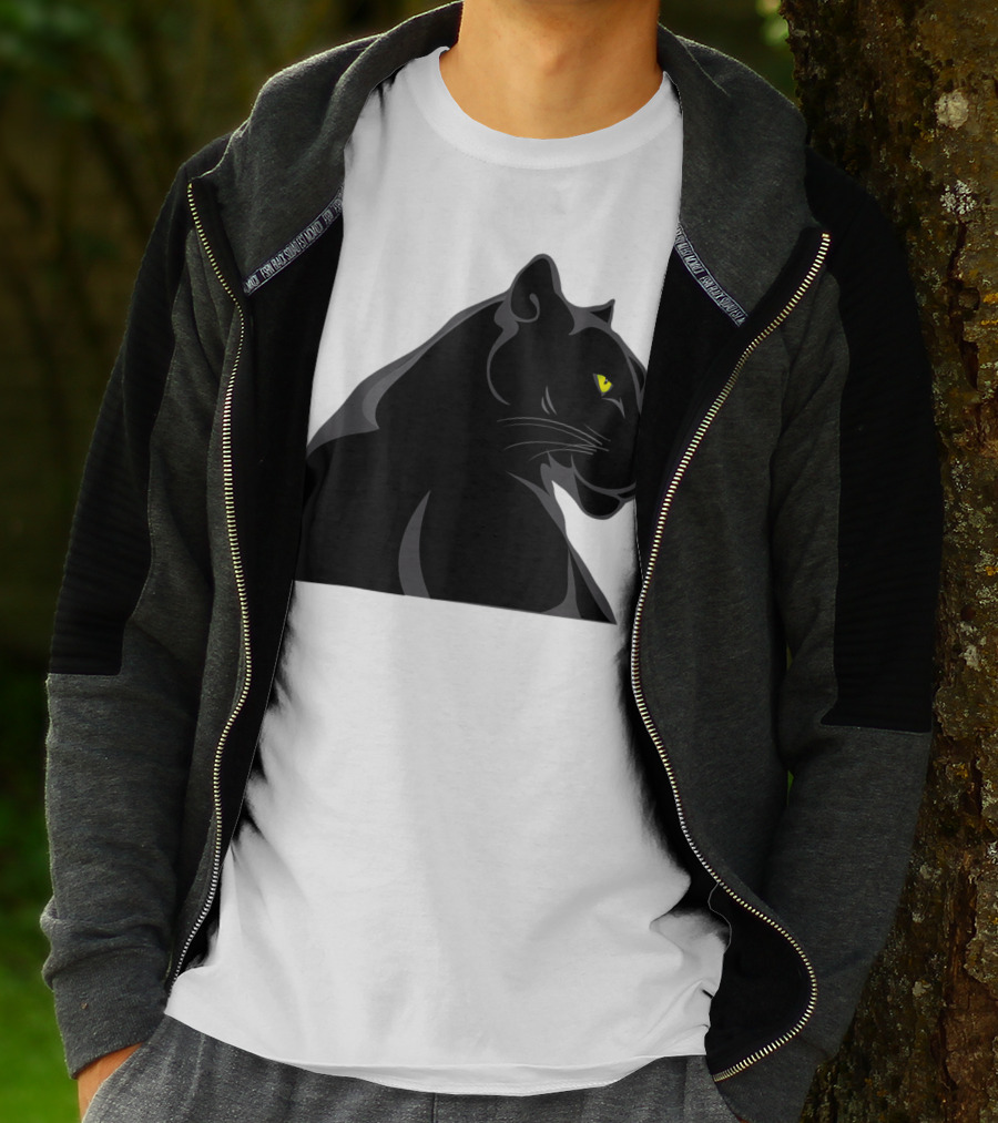 Panthera Cat Leopard Melanistic Black Panther Yellow Eyes T-Shirt