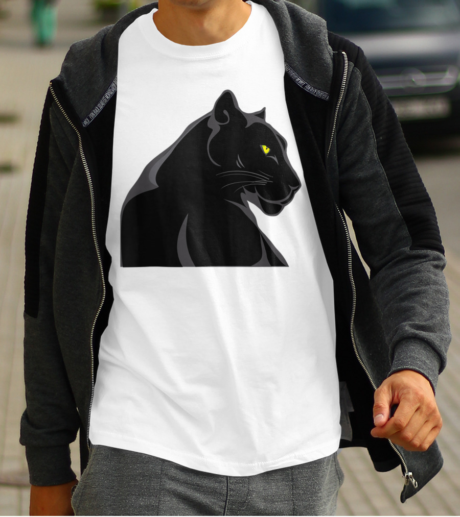 Panthera Cat Leopard Melanistic Black Panther Yellow Eyes T-Shirt