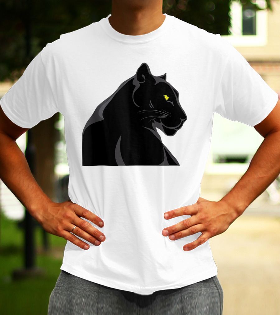 Panthera Cat Leopard Melanistic Black Panther Yellow Eyes T-Shirt