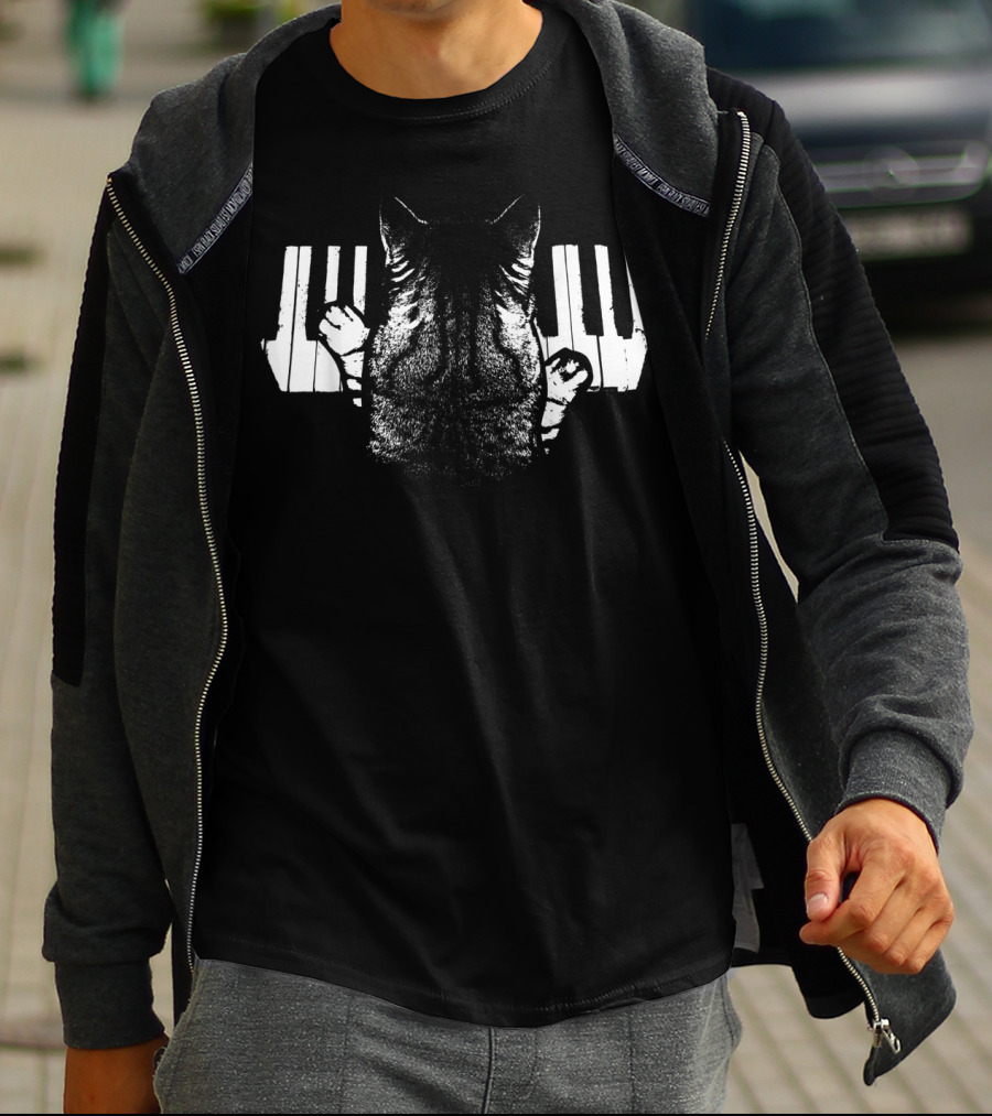 Piano Playing Cat For Funny Cat Lovers Music T-Shirt