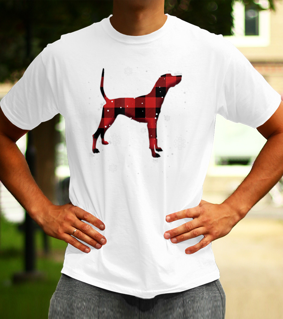 Plott Hound Dog Plaid Snowflakes T-Shirt