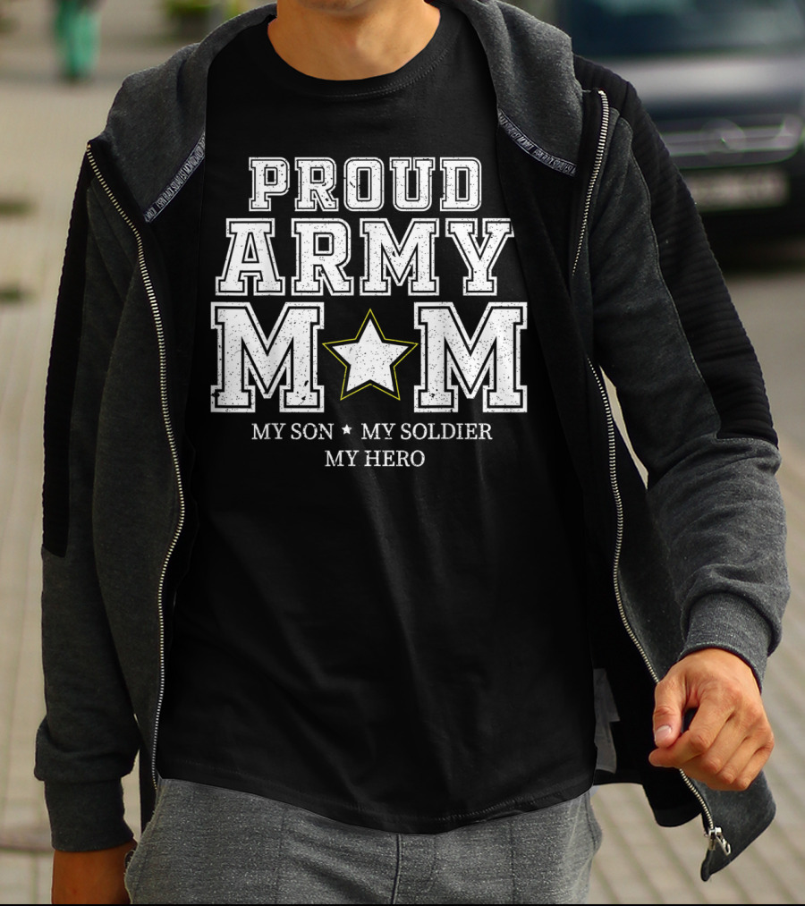 Proud Army Mom My Son My Soldier My Hero Star T-Shirt